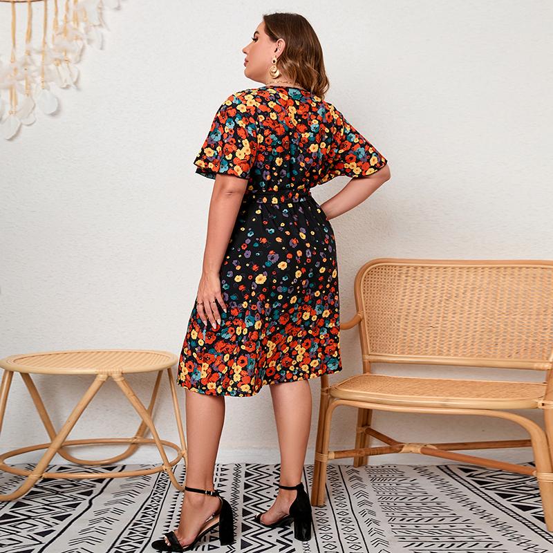 Женское платье, летние женские длинные платья с коротким рукавом, повседневные платья в богемном стиле с v-образным вырезом и большими размерами