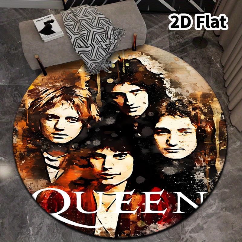 Queen Freddie Mercury Round Area Rug Carpet Rug For Living Room Bedroom Sofa Playroom Decor Nonslip Floor Mat