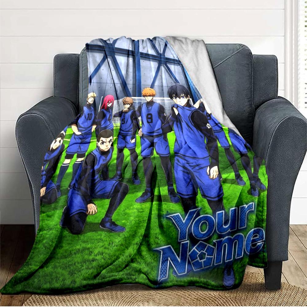 Name Custom Blue Lock Print Flannel Blanket High Quality Warm Comfortable Cover for All Seasons Perfect for Gifts Home Decor