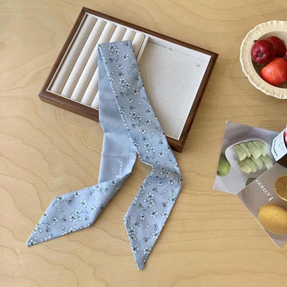 Retro Floral Scarf Ribbon Long Scarves Luxury Scarf Headband Dress Decor