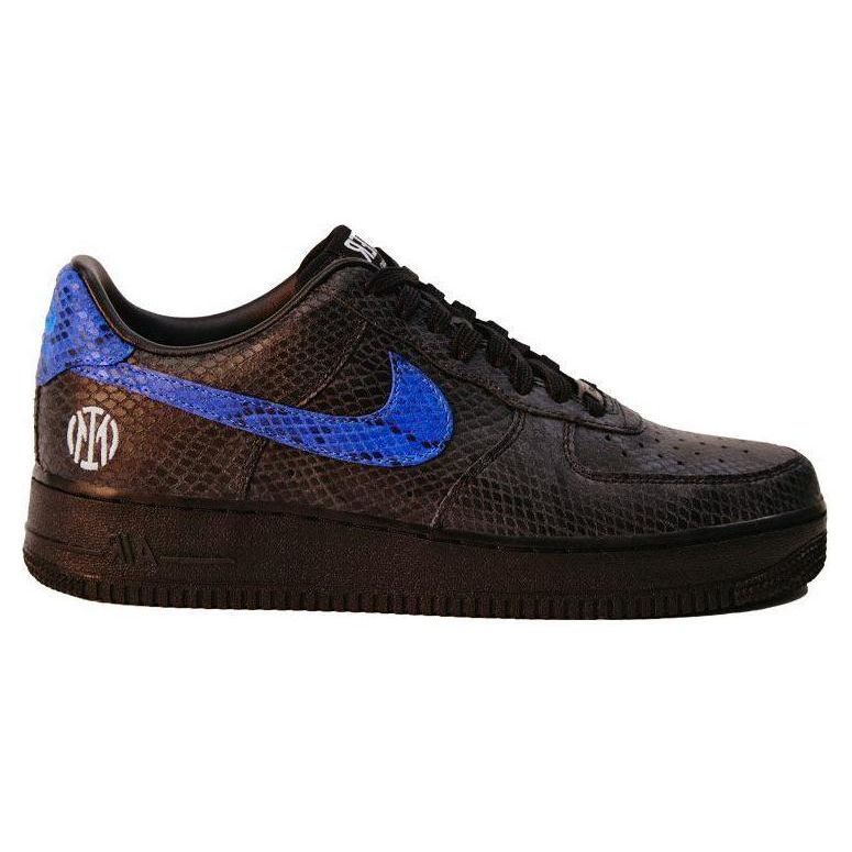 Nike Коллаборация Air Force 1 Inter Milan Новый логотип Чемпионские памятные Повседневные кроссовки с принтом змеи Низкие кроссовки Унисекс Черные DO1742-991