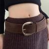 Trendy Suede Leather Wide Belt Luxury Design Trouser Dress Belts Pin Buckle Waistband Gifts