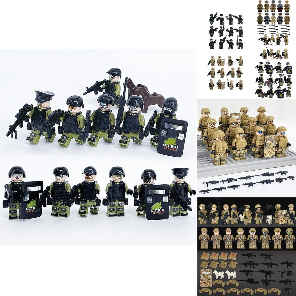 Mini Puzzle Game Set 8 Special Forces Action Figures With Removable Joints And Weapons