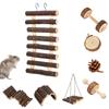 8pcs Squirrel Wooden Swing Toy Funny Hamster Ladder Small Pet Animal Playing Toy Set