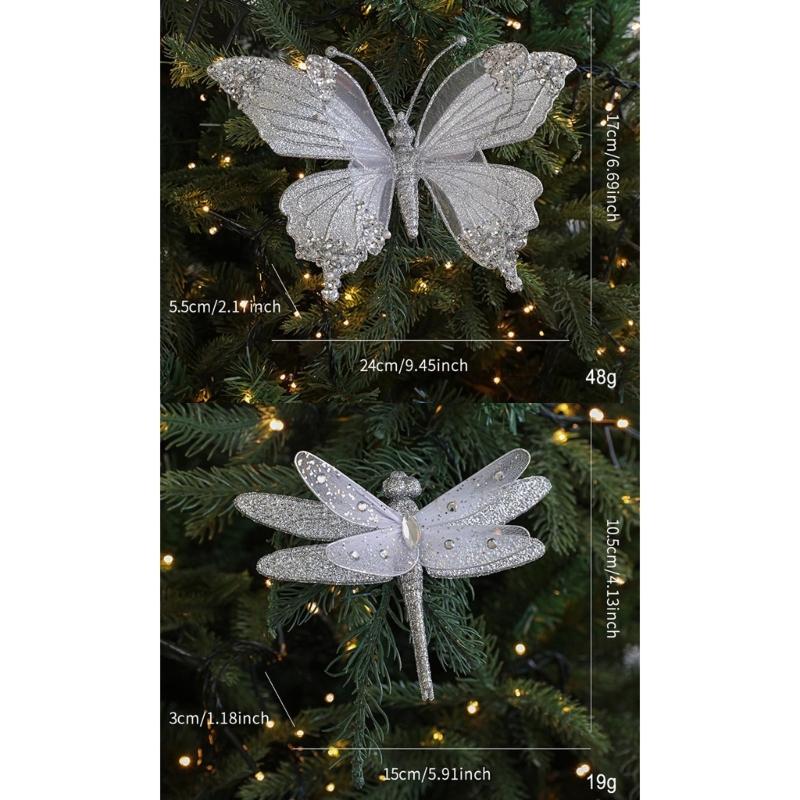 Lightweight Plastic Butterfly And Dragonflies Christmas Decorations For Indoor Outdoor Holiday Homes Party Accessories