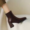 Vintage Square Toe Women Ankle Boots Fashion Back Zippers Short Booties Autumn Winter Ladies Concise Office Thick Heels Shoes