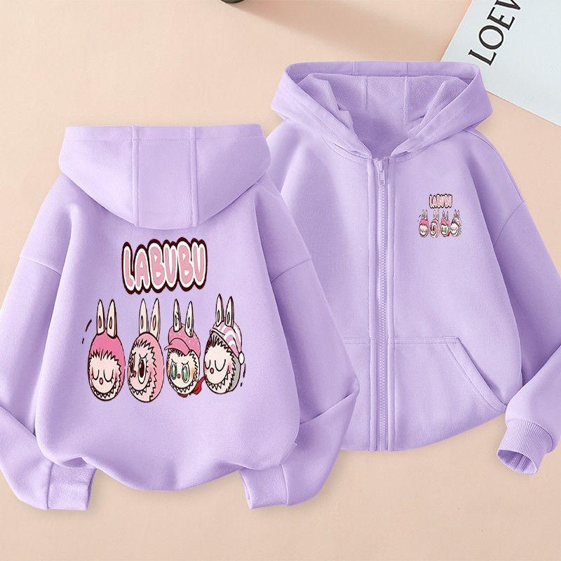 Children's Hooded Sweatshirt for Autumn and Winter, Cartoon Fashionable Zipper Long-sleeved Sweatshirt for Girls