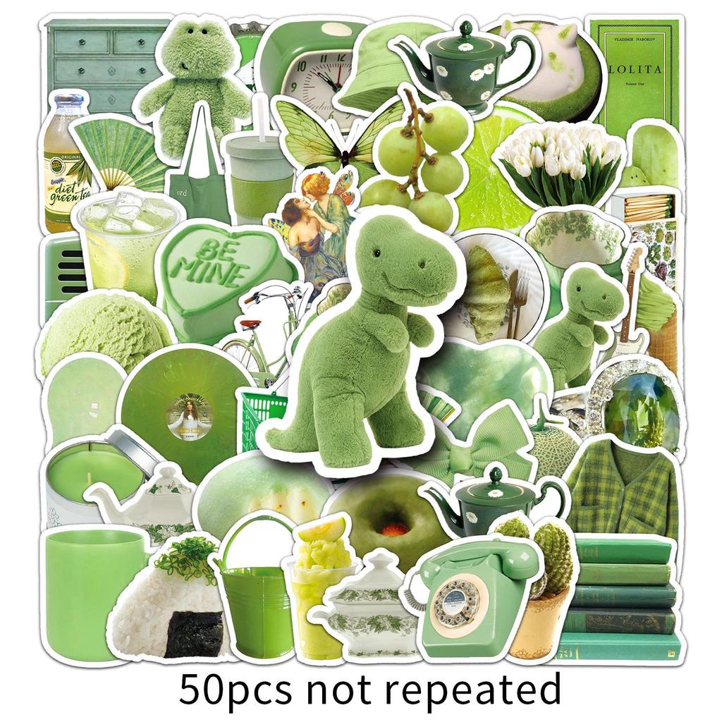 50 Nordic-style Green Mobile Phone Case Stickers: Cute, Waterproof, DIY Handbook & Computer Decor