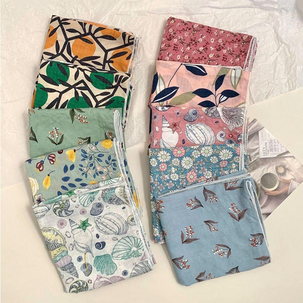 Neckerchief Flower Print Scarves Sunscreen Headscarf Retro Printed Silk Scarf Ladies