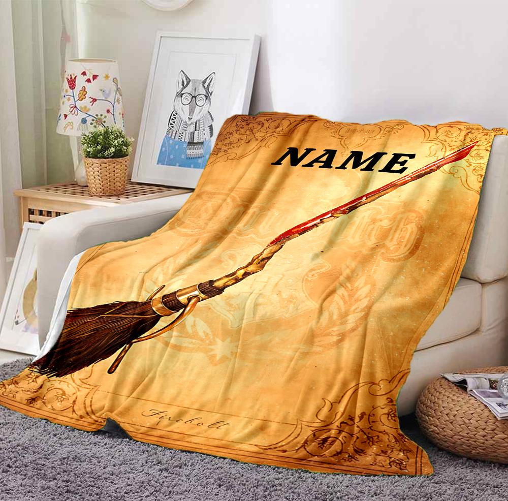 Custom Name Hogwarts Crest Flannel Blanket Throw Blanket Soft Warm Sofa Bed home Decor Unique Gift