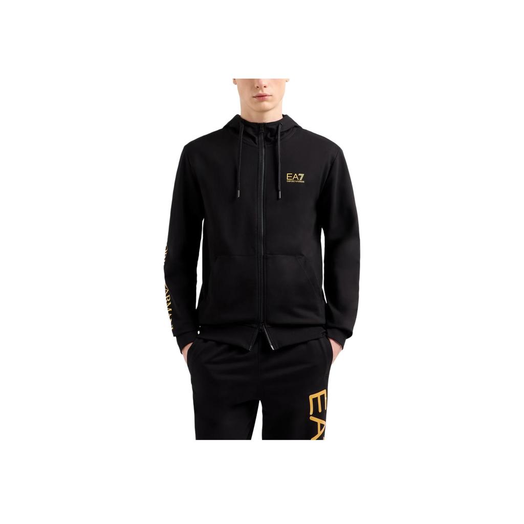 Emporio Armani Мужская толстовка EA7 с логотипом, с капюшоном, хлопковая, на молнии, с длинным рукавом, черная 7M000568-AF13512-MC004