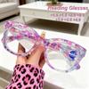 New Fashionable Large Frame Personalized Printed Women'S Reading Glasses Retro Neutral High Quality Anti Blue Light Glasses