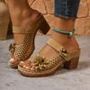 Модная женская обувь 2025 Бренд Большой размер Женские тапочки Мода Уличная Платье Летняя Новая Металлическая отделка Легкий Цветочный Высокий каблук