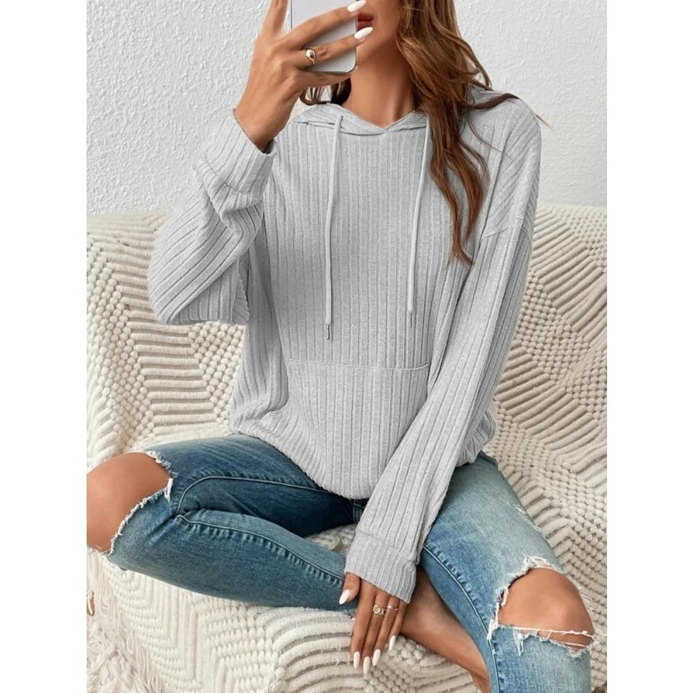 Women's Top Shirt Fall/Winter Long-Sleeve Shirt Knit Pullover Hoodie Pocket Sweatshirt