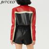 BITCED Женская куртка из искусственной кожи с цветными блоками, открывающая талию, в крутом шикарном стиле, наряд байкера