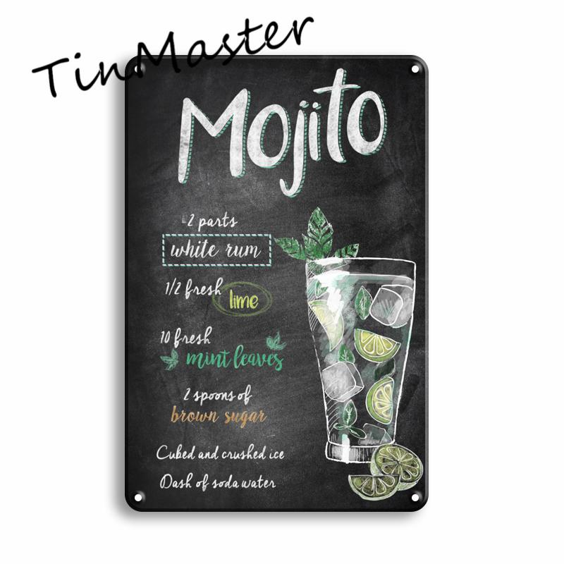 Martini Mojito Cocktail Poster Metal Tin Sign Vintage Restaurant Kitchen Irish Pub Bar Man Cave Decoration Art Wall Stickers