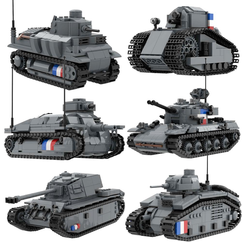 Ww1ww2 Французская Армия Танк AMX-13 CHAR B1 BIS Somua S35 AMX-30 Renault FT-17 ARL44 Lorraine 155 Бронированный Военный Строительный Блок Игрушка