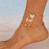 Набор из 6 шт. простых браслетов на ногу с подвесками в виде бабочек и букв, инкрустированных стразами, золотистая цепочка для лодыжки для женщин, для праздничной вечеринки