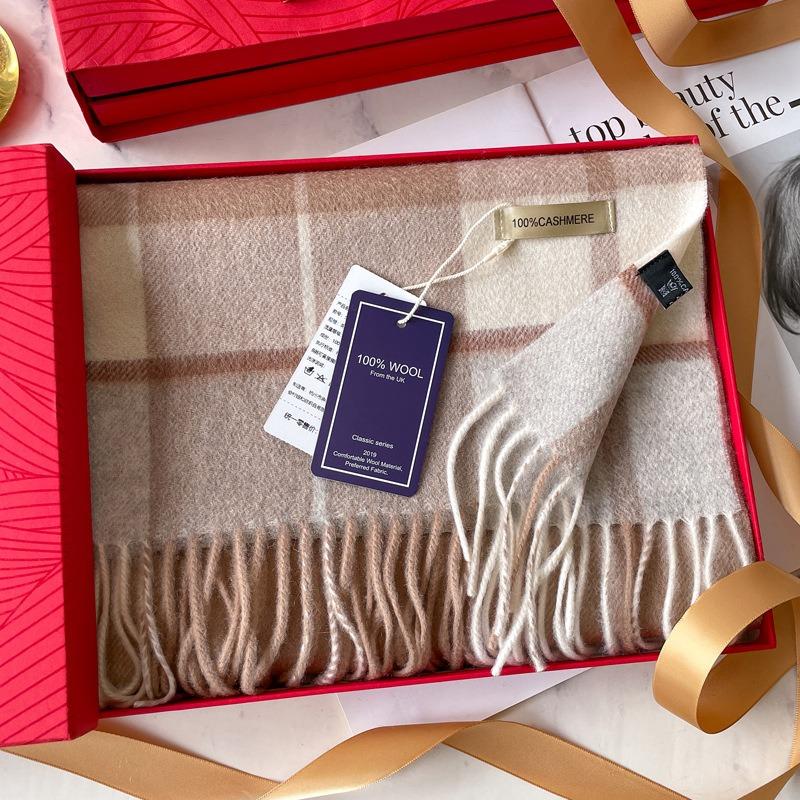 Cashmere Scarf Women's Winter Water Ripple Plaid Thickened Warm Couple Scarf for Boyfriend