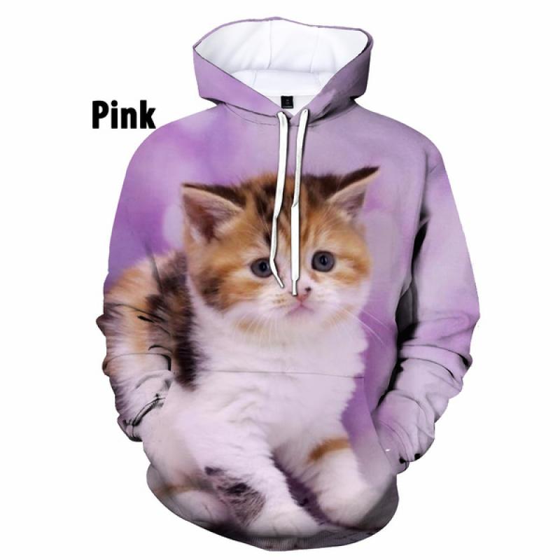 Модные милые толстовки с 3D-принтом животных и кошек, повседневные мужские/женские пуловеры с капюшоном