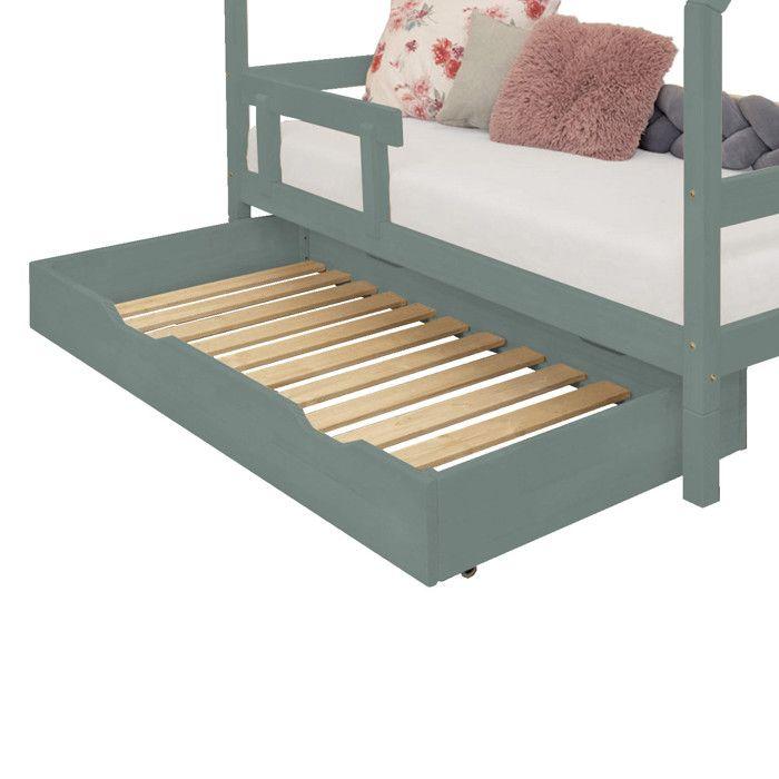 Bed Drawer 80 X 160 with Slatted Base BUDDY - Sage Green