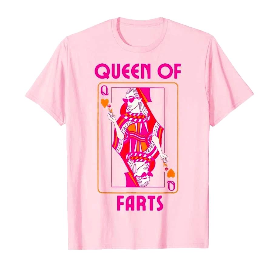 Queen of Farts Embarrassing Joke Humor Printed Tshirt Women Casual T Shirts Short Sleeve Tops Women Summer Soft Clothing