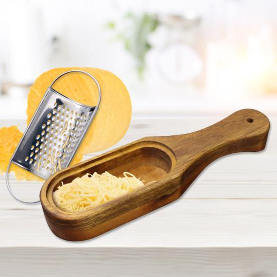 Коробка для терки для сыра из нержавеющей стали, деревянная терка с длинной ручкой, съемный измельчитель древесины акации, инструмент для измельчения сыра