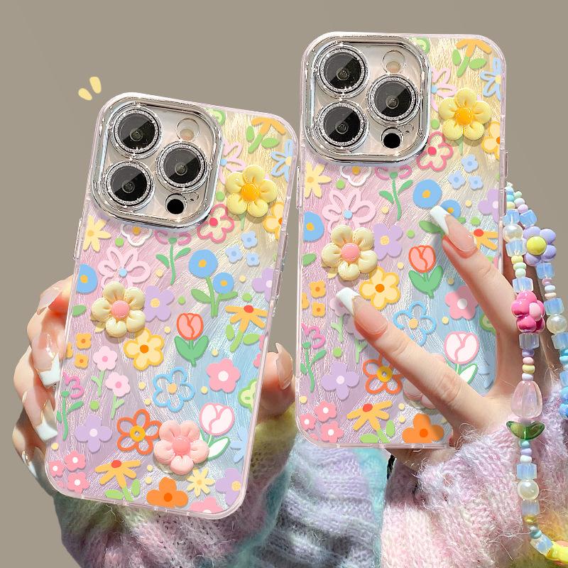 Браслет Flower Doll подходит для Apple 16 Чехол для мобильного телефона Iphone 15 Small Fresh 14 Dopamine 13 High-end Sense 11