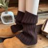 Темно-серые шерстяные гетры для женщин, осенне-зимние, на флисовой подкладке, утолщенные вязаные гетры, носки с отворотом, подходящие к зимним ботинкам