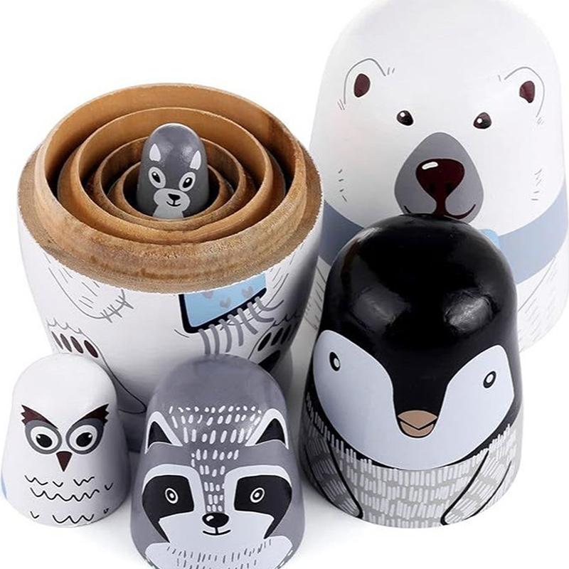 Hand Paint Toys Nesting Dolls Figurines Decorations Wooden Matryoshka Toys Craft Collection Handmade Stacking Dolls
