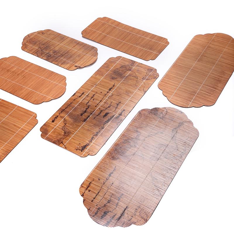 Набор бамбуковых подставок в китайском дзен-стиле для чайной церемонии, льняные изоляционные подставки - коврики для чайных чашек, чаша для промывки кистей и аксессуары для чая Кунг-Фу для сухого заваривания