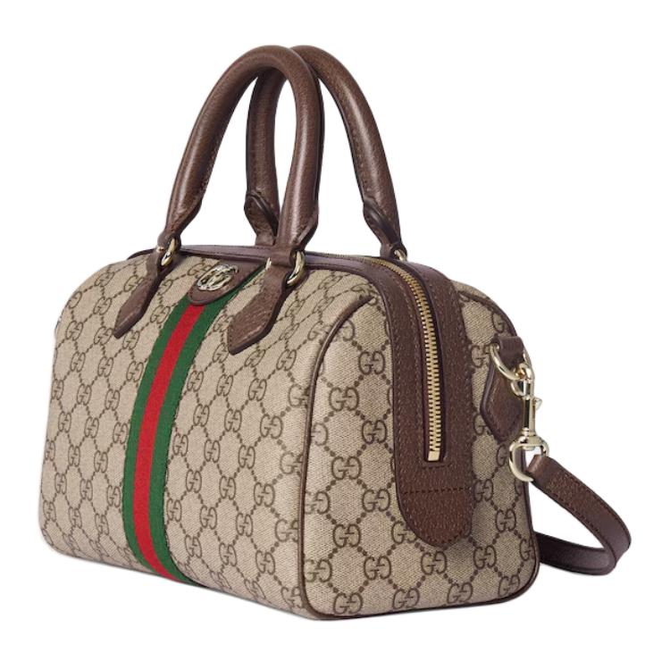 Gucci Кожаная сумка-тоут через плечо с логотипом Ophidia, средняя, женская, коричневая 836825-FAE0J-9867
