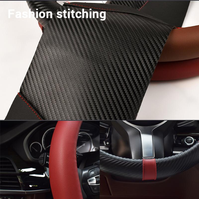38 см чехол на руль автомобиля из ПУ углеродного волокна, искусственная кожа, чехлы на руль, дышащая тканевая оплетка, автоаксессуары