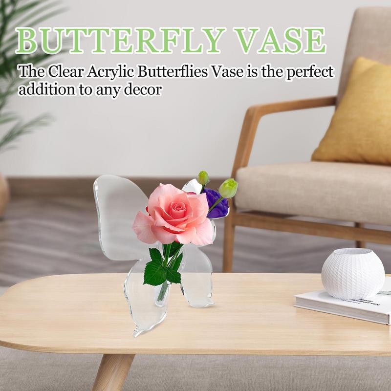 INS прозрачная акриловая ваза-бабочка гидропонный цветочный горшок декоративные украшения художественная ваза для дома гостиной настольные украшения