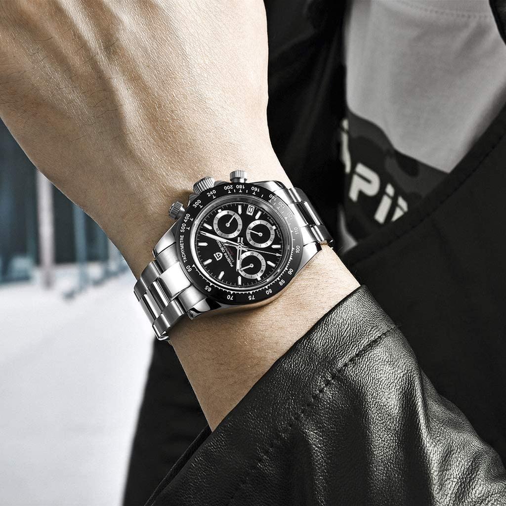 Pagani Design Часы SEIKO с японским кварцевым механизмом Daytona Chronograph с корпусом, водонепроницаемым керамическим безелем, деловые, деловые, нарядные, из нержавеющей стали