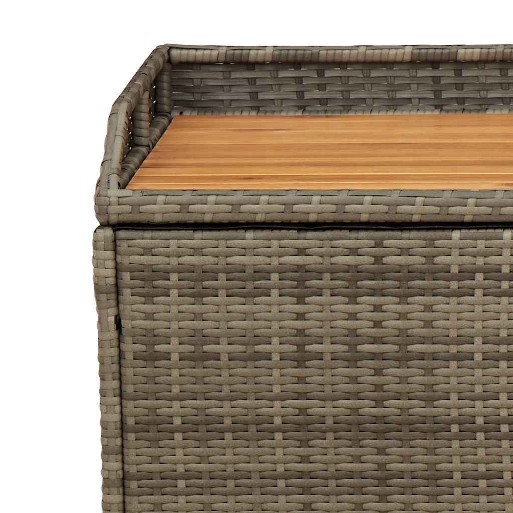 Storage Bench in Grey 100x50x52 cm Poly Rattan & Acacia Wood