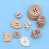 100pcs/lot Mix Shape 2 Holes Natural Color Wooden Pattern Wood Sewing Buttons