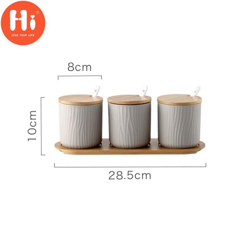 Nordic Ceramic Spice Rack Seasoning Jar Kitchen Salt Pepper Storage Bottle with Cover and Spoon Set Creative Simple Condiment