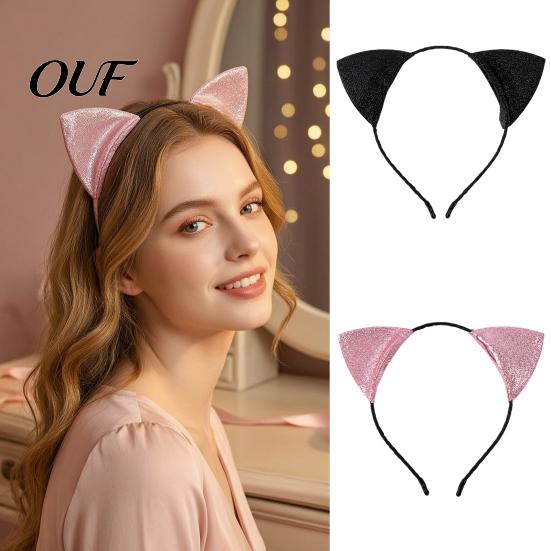 Sparkling Headwear for Carnival Furry Cat Ears Headband Women, Glitter Ear Hair Accessories Accessory Halloween Costume Cosplay Party And Masquerade