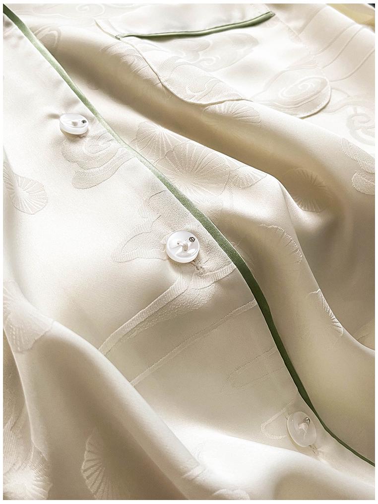 2025 Auspicious Clouds Ice Silk Padded Pajamas - Women's Two-Piece Set In Milk White, Long Sleeve & Pants