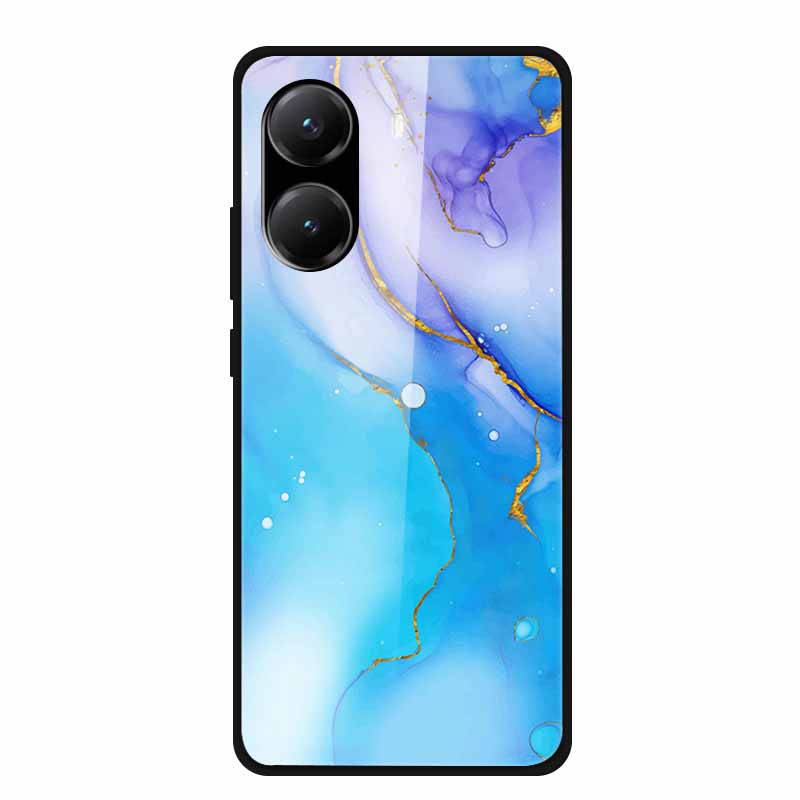 Закаленное Стекло Чехол для Poco X7 Pro Задняя Крышка ПК Жесткие Ударопрочные Чехлы для Xiaomi PocoX7 Pro Funda Мраморная Текстура Модный Coque