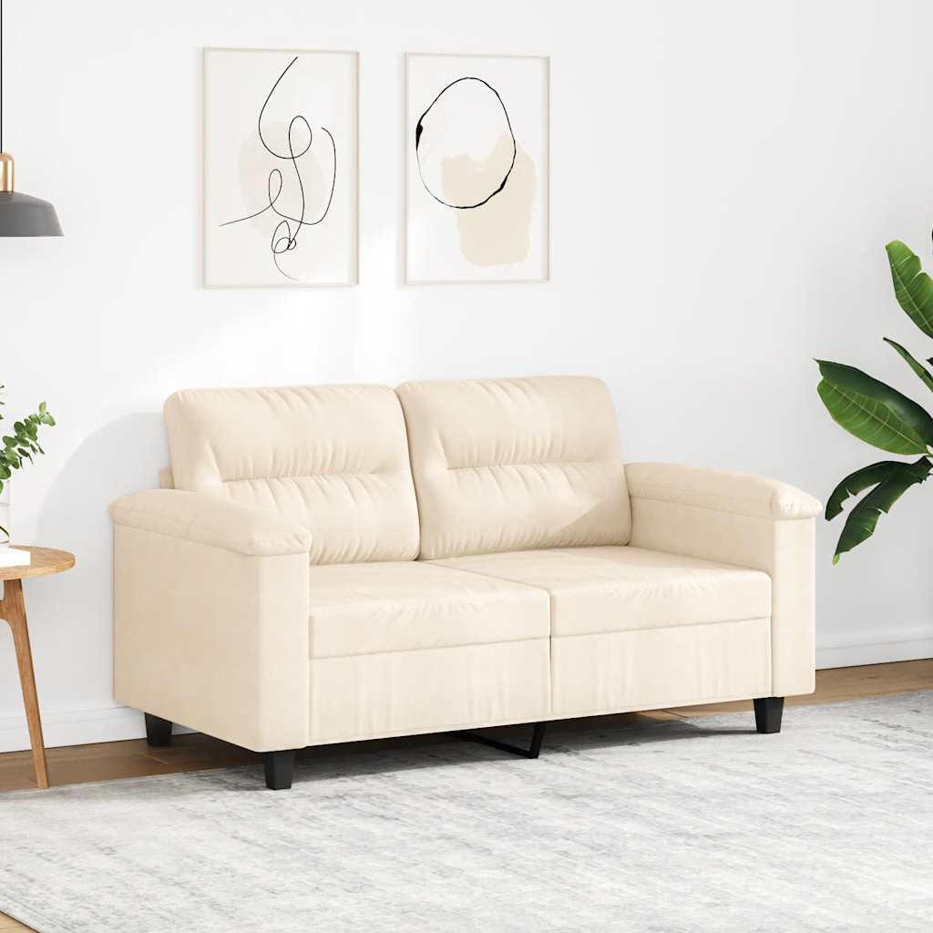 2 Seater Sofa Beige 120 cm Microfiber Fabric