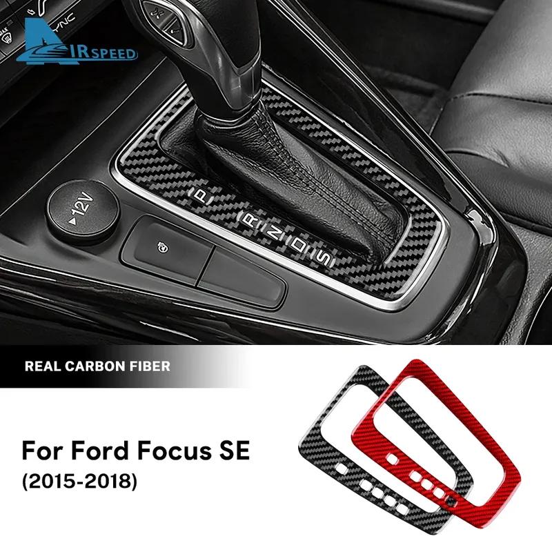 Real Soft Carbon Fiber Sticker For Ford Focus SE 2015 2016 2017 2018 LHD Car Gear Shift Panel Interior Trim Accessories
