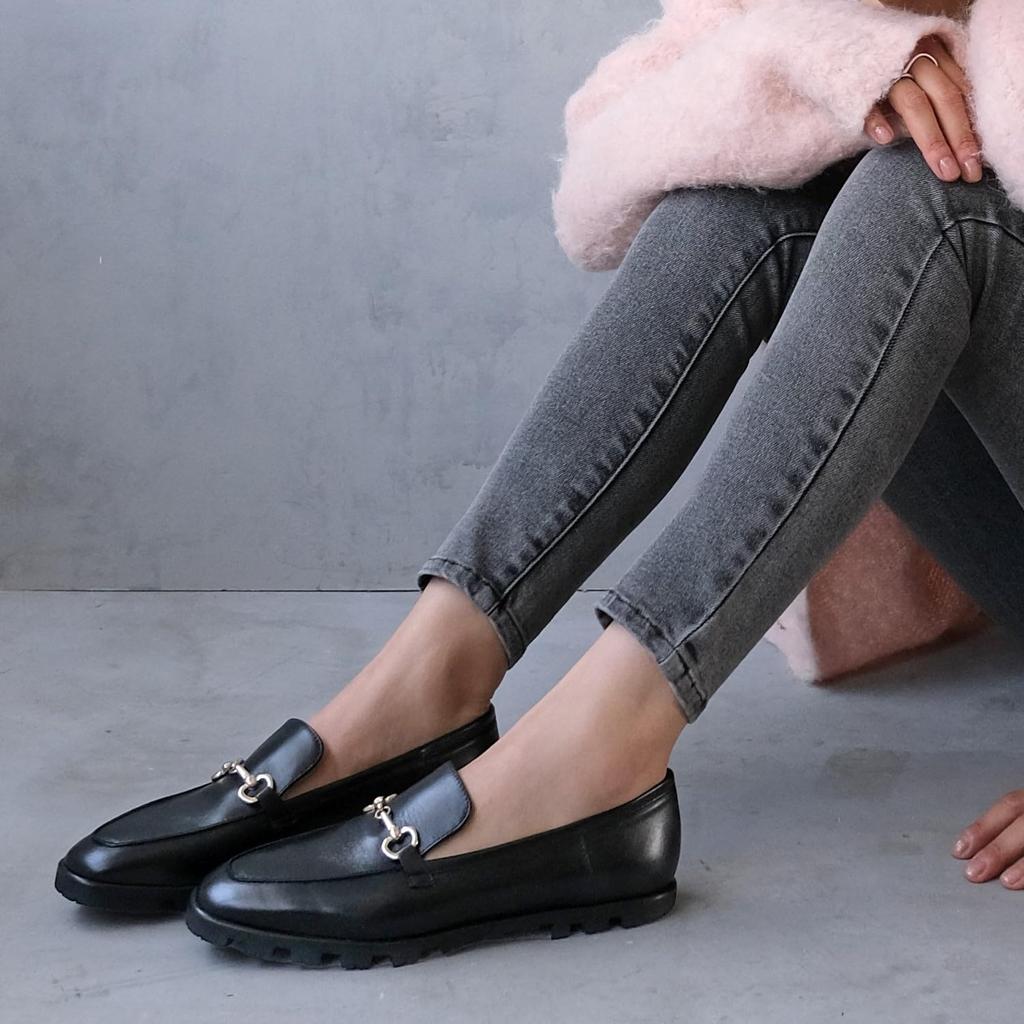 Лоферы с квадратным носком, лоферы с пряжкой F31617, черные, см [Fabiorsconi] Женские 24.5