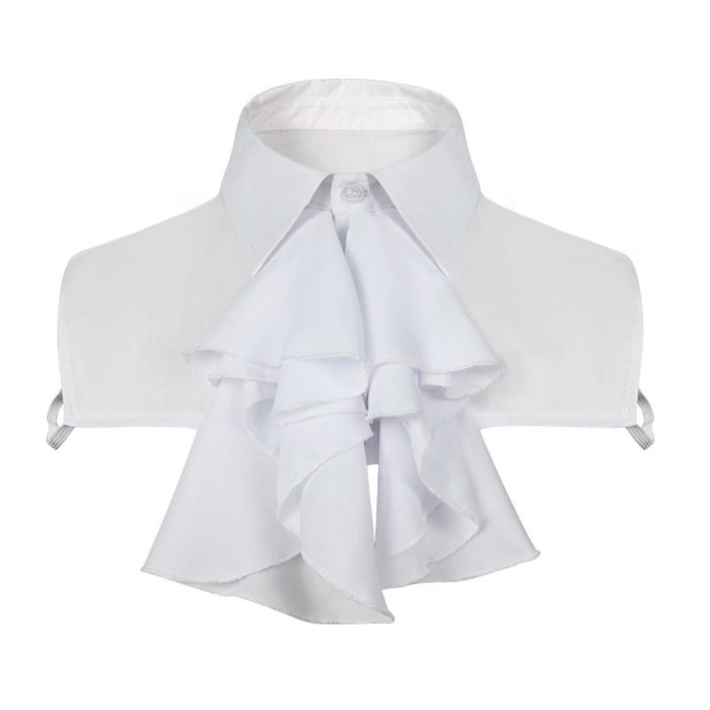 Women Vintage Princess Fake Collar Gothic Black Faux Leather Ruffled Floral Lace Choker Necklace Victorian Neck Ruff