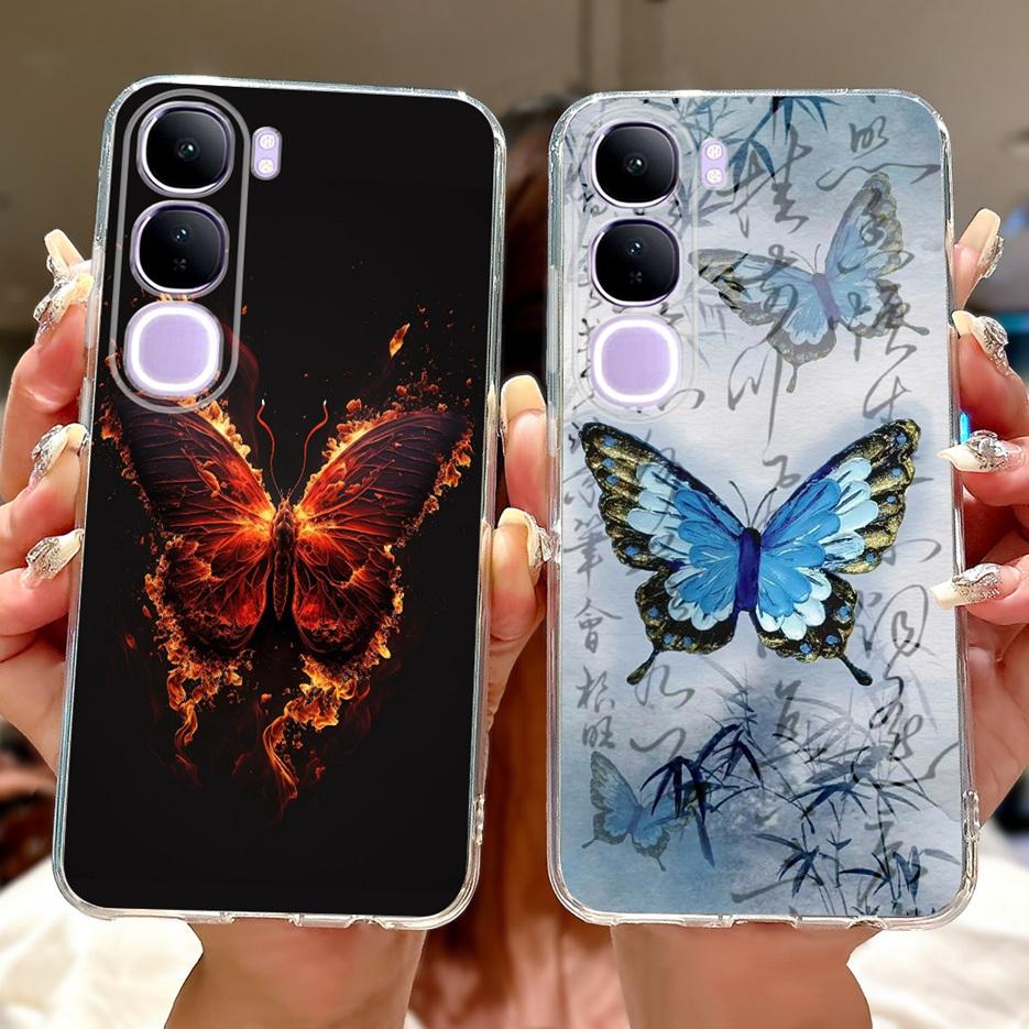 For Vivo Y200 5G Case Vivo V40 Lite Beautiful Butterfly Painted Cover Soft Slim Phone Case For Vivo Y300 Y 200 V40Lite 5G Bumper