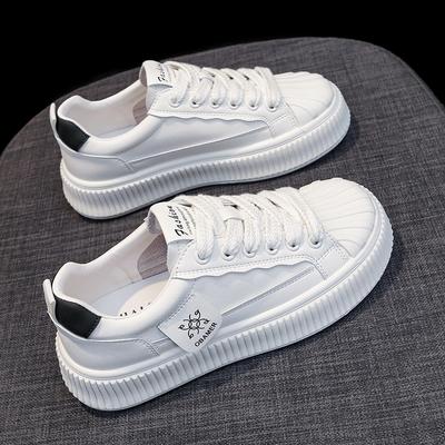 Туфли Shell Head Board, кожаные туфли на платформе, белые туфли, женская обувь, весна и лето, новые дышащие туфли-одиночки, повседневная спортивная обувь