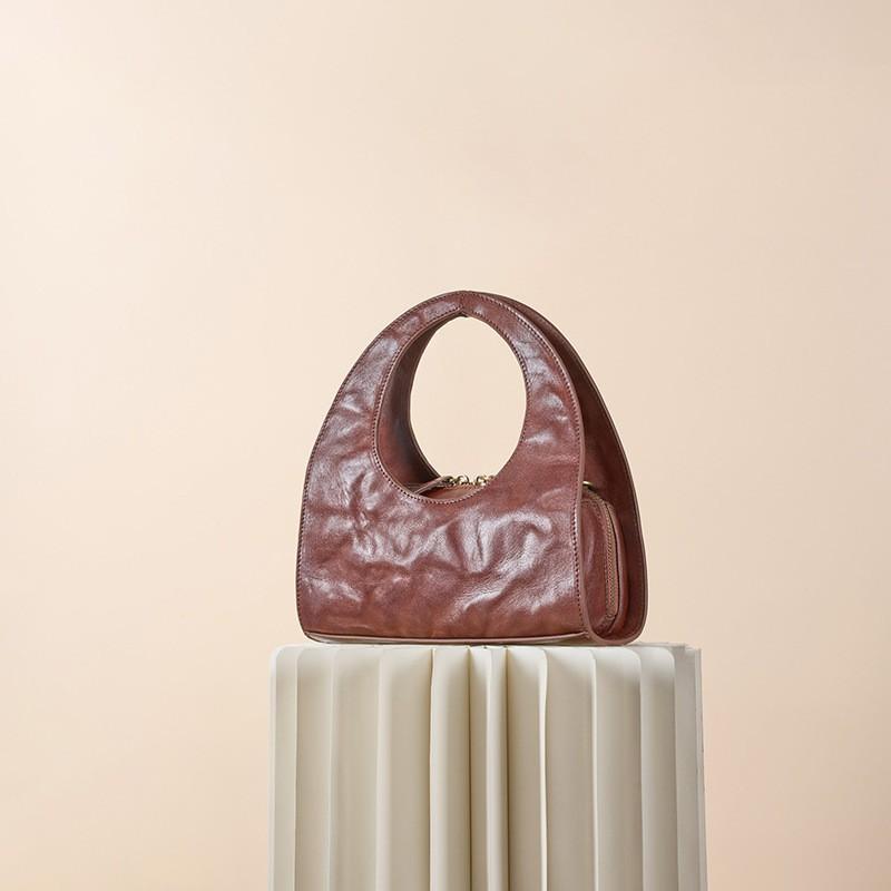 Retro Top Layer Vegetable Tanned Cowhide Leather Handbag Women Small Commuting Crossbody Shoulder Bag