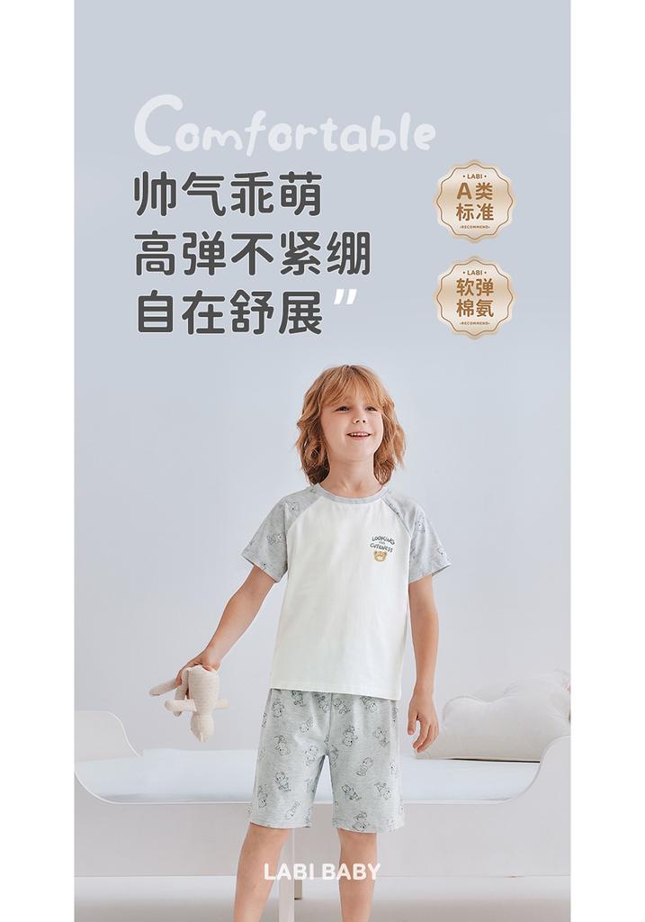 Mischievous Little Bear Short Sleeve Round Neck Dress Set