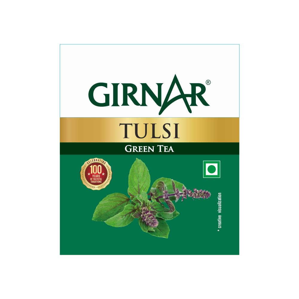 Girnar Green Tea With Tulsi 25 Tea Bags Pack Of 1 | Antioxidant Rich Herbal Tea For Relaxation